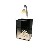 HYQOUKLR Aquarium en Verre for Petit Poisson, Petit Aquarium de Bureau avec lumières, Bureau, Dos Noir, Mini Aquarium, décoration de la Maison, Bol à Poissons