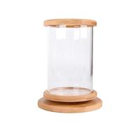 HYQOUKLR Aquarium Réservoir de Poissons en Verre Transparent avec Base en Bois Réservoir décoratif Rotatif for Aquariums Petit Réservoir d'aquarium écologique Bol à Poissons