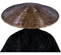 HYQOUKLR Chapeau de cosplay traditionnel d'épéiste de samouraï, chapeau en bambou chinois, 21" de diamètre x 4" de profondeur(Bruin)