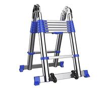 HYQOUKLR Échelle télescopique, Échelle télescopique avec Barre stabilisatrice et Roues, échelle Multi-usages réglable de 200 kg, Plusieurs Tailles(2.55+2.55m)