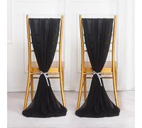 HYQOUKLR Housse de Dossier de Chaise, Ruban de Table, Lot de 2 Housses de siège en Mousseline de Soie, 30 x 300 cm, for Ceinture, Chemin de Table(Black)