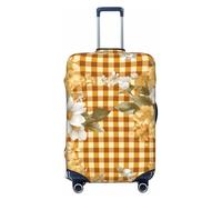 HYQOUKLR Housses de valises, Housse de Valise Anti-Rayures à Motifs Floraux Jaunes et Roses, Compatible avec Les Bagages de 45 à 55 cm(Yellow Checkered Daisy,L)