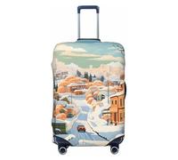 HYQOUKLR Housses de valises, Housse de Valise Anti-Rayures à Motifs Floraux Jaunes et Roses, Compatible avec Les Bagages de 45 à 55 cm(Winter Snowy Town,M)