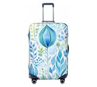 HYQOUKLR Housses de valises, Valises à Fleurs Bleu Vert, Housses de Protection for Bagages de 18 à 32 Pouces(M)