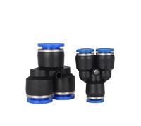 HYQOUKLR Kit d'accessoires pneumatiques tuyau à tuyau en plastique pneumatique à réglage rapide en forme de Y à 3 voies pour air 4-16 mm OD noir bleu (Py-16)