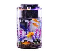 HYQOUKLR Réservoir de poissons d'aquarium réservoir d'aquarium en verre transparent cylindrique épaissi petit réservoir de poissons avec pompe à filtre et lumières LED bol à poissons de réservoir écol