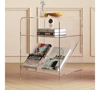 HYQOUKLR Table Basse Transparente, Table de Salon, Table de Chevet Monobloc en Acrylique, Table d'appoint Moderne à Deux Niveaux(Bianco)