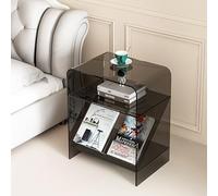 HYQOUKLR Table Basse Transparente, Table de Salon, Table de Chevet Monobloc en Acrylique, Table d'appoint Moderne à Deux Niveaux(Svart)