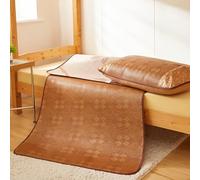 HYQOUKLR Tapis de Couchage en Bambou, Matelas Pliable, Matelas de Couchage en rotin et Soie glacée avec taie d'oreiller, Plusieurs Tailles(80 * 195cm)