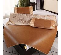 HYQOUKLR Tapis de Couchage en Bambou, Matelas Pliable, Surmatelas en rotin et Bambou avec taie d'oreiller, Lot de 2, Marron, Plusieurs Tailles(Brown B,120x195cm)