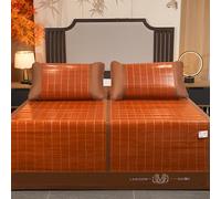 HYQOUKLR Tapis de Couchage en Bambou, Matelas Pliable, Tapis de lit Pliable Double Face en Bambou et Soie glacée avec taie d'oreiller, Multicolore, Plusieurs Tailles(Brown,150 * 195cm)