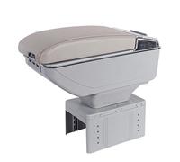 HYRAM Accoudoirs Boite de Rangement Double Couche Voiture Cuir Boîte D'accoudoir Consoles Central pour Nissan Micra Micra K14, Accessoires Intérieure Style Automobile, B/Grey