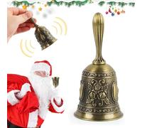 Hyran Cloche Noël, Sonnette à Main, Fabriquée en Alliage de Zinc de Haute Qualité, Cloche du Pere Noel, Décoration de Noël, Cadeau, Convient pour la Décoration de la Maison, Bar, Restaurant (Bronze)