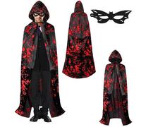 Hyran Deguisement Halloween Homme, Cape Halloween Femme, Cape à Capuche Noire pour Halloween, Vampire Deguisement, Déguisement de Sorcière, Halloween Capes de Cosplay Costumes