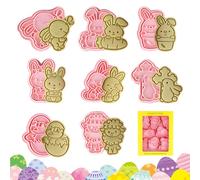 HYran Moule à biscuits de Pâques, 8 pièces de Pâques, emporte-pièces pour biscuits de lapin, moule à biscuits animaux, lapin, poussin, agneau (B)