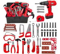 Hyrenee 48 Pièces Outils de Travail Jouet Enfants Constructions Boîte à Outils avec Perceuse Jeu D'imitation Jeu Éducatif Anniversaire Noël Cadeau pour Enfants 3 4 5 6 7 8 Ans(Rouge)
