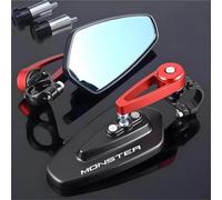 HYRHEV Rétroviseurs de Moto 2 pièces Embout de Guidon CNC Noir pour Ducati Monster 1200 1200R 1200S 821 937 950 Plus Rétroviseur de Moto(Red)