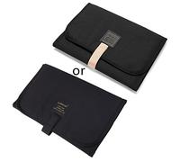 HYROOY Matelas à langer pliable imperméable pour nouveau-né Noir Oxford + polyester