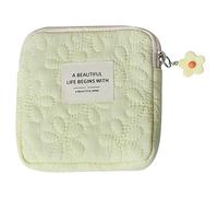 HYROOY Petite trousse de maquillage tendance pour femme, serviettes hygiéniques de voyage, maquillage, pièces de monnaie, cartes de monnaie, rouge à lèvres, polyester brodé, jaune,