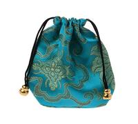 HYROOY Sac à bijoux traditionnel en soie avec cordon de serrage Bleu lac