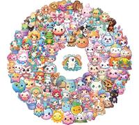 hyrtsstf Autocollants Kawaii Stickers Packs d'autocollants Mignons Animaux Grands Yeux pour Enfants, Imperméables pour Bouteille d'Eau, Drôles pour Ordinateur Portable