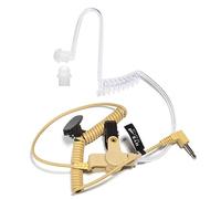 HYS Écouteurs intra-auriculaires avec tube acoustique, 3,5 mm, transparent, avec clip de fixation, casque de sécurité pour radio (beige, écouteurs + 1 tête champignon plus longue)