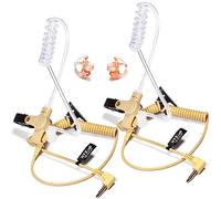 HYS Écouteurs intra-auriculaires avec tube acoustique, 3,5 mm, transparent, avec clip de fixation, pour radio (beige, 2 x écouteurs + 1 paire d'écouteurs moyens)