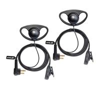 HYS Lot de 2 écouteurs pour talkie-walkie en forme de D avec micro PTT et radio bidirectionnelle compatible avec Motorola CP040 CP140 Hytera Midland