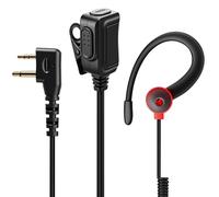 HYS Oreillette Casque d'écoute | Casque PTT en Forme de G | 2 Broches pour radios | Compatible avec Midland G7 Pro G8 G9 Pro M24 Plus M48 M99 G6 XT G7 XTR Alan HP450 (RED03C, 1)