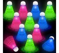 Hysagtek 12 Pièces LED Volants de Badminton en Plastique Balles de Badminton Rapides Shuttlecocks Stabilité et Durabilité Badminton Balle Sport d'entraînement Intérieur Extérieur Brille dans Le Noir