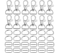 Hysagtek 60 pcs en métal Keychain Bulk - pivotant Snap Crochets, anneau en D et glisser Boucle Triglide Sac à dos DIY Craft Accessoires, 2,5 cm, Argent