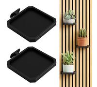 Hysagtek Lot de 2 panneaux acoustiques - Support de plante - Étagère pour panneau acoustique - Carré - Sans perçage - Pour plantes/fleurs et articles de décoration