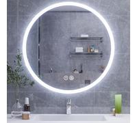 HySail Miroir Salle de Bain avec Eclairage, Miroir en Argent Haute Définition 5mm, 3 Températures de Couleur et Luminosité Réglable, Miroir Mural avec Interrupteur Tactile, Anti-Buée, Rond