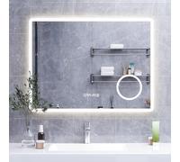 HySail Miroir Salle de Bain avec Eclairage, Miroir en Argent Haute Définition 5mm, 3 Températures de Couleur et Luminosité Réglable, Miroir Mural avec Interrupteur Tactile, Anti-Buée