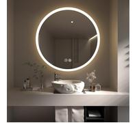 HySail Miroir Salle de Bain LED Rond 80CM,3 Températures de Couleur,Luminosité Réglable,Miroir Mural avec Tactile,Anti-Buée,Mémoire