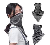 HYSENM Cache Cou Été en Soie Tour de cou moto Cool Tour de Cou Frais Respirant Anti-UV Foulard Élastique Bandana Noir Randonné Cyclisme Moto Pêche Golf Noir