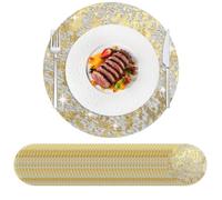 Hysenm Lot de 100 napperons jetables dorés Ultra-Fin de 33 cm Ronds en Maille pressée pour décoration de la Maison, Table à Manger, Mariage, fête d'anniversaire