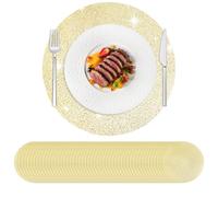 Hysenm Lot de 100 napperons jetables dorés Ultra-Fin de 33 cm Ronds en Maille pressée pour décoration de la Maison, Table à Manger, Mariage, fête d'anniversaire