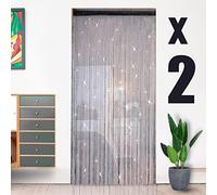 HYSENM Lot de 2 Rideaux Fils Paillette 100x200cm Draperie Frange Décoration Elégance Fenêtre Porte Anniversaire Mariage Fête Hôtel, Noir