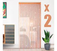 HYSENM Lot de 2 Rideaux Fils Paillette 100x200cm Draperie Frange Décoration Elégance Fenêtre Porte Anniversaire Mariage Fête Hôtel, Orange