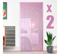 HYSENM Lot de 2 Rideaux Fils Paillette 100x200cm Draperie Frange Décoration Elégance Fenêtre Porte Anniversaire Mariage Fête Hôtel, Rose