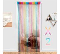 HYSENM Lot de 2 Rideaux Fils Paillette 100x200cm Draperie Frange Décoration Elégance Fenêtre Porte Anniversaire Mariage Fête Hôtel, multicolore1