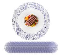 Hysenm Lot de 50 napperons jetables Bleus métalliques de 33 cm pour Table Ronde, Ultra Fins, Lignes désordonnées, Tapis de Placement jetables pour décoration de Maison, Table à Manger, Mariage, fête