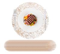 Hysenm Lot de 50 Sets de Table jetables en Forme de Champagne, 33 cm, napperons de Table Ronds Ultra Fins et jetables pour décoration de Maison, Table à Manger, Mariage, fête d'anniversaire