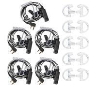 HYSHIKRA Casque-oreillette 2 Pin pour Talkie-walkie avec Grande Touche PTT et Micro, Compatible avec Radios Baofeng UV-5R, UV-5RA, 888S, Kenwood (5 Pack avec des Embouts de Rechange)