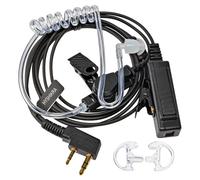 HYSHIKRA Casque-oreillette 2 Pin pour Talkie-walkie avec Grande Touche PTT et Micro, Compatible avec Radios Baofeng UV-5R, UV-5RA, 888S, Kenwood (1 Pack avec des Embouts de Rechange)