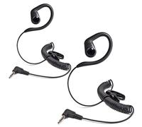 HYSHIKRA Micro-casque à tube enroulé universel avec connecteur 3.5 mm - Écouteur « écoute seule » avec crochet d'oreille réglable pour radios bidirectionnelles Motorola, Kenwood, Icom, Yaesu (EH06, 2)