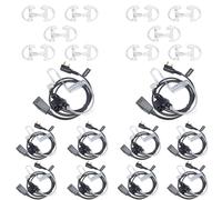 HYSHIKRA Talkie-walkie Oreillette avec Micro, 2 Pin avec PTT, Compatible avec Kenwood eSnic Retevis Baofeng UV-5R Oreillette Radio pour Garde du Corps de sécurité (Tube Transparent, 10)