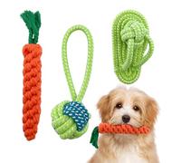 HYSHLC Lot de 3 jouets de dentition en coton pour chiot - Carotte, balle - Jouets à mâcher pour petits chiens (orange et vert)