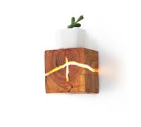 HYSJDMNC Applique Murale LED en Bois craquelé d'intérieur Vintage - Éclairage Haut et Bas - Éclairage Mural carré en Bois - Veilleuse rétro G4 - Lampe de Chevet pour Chambre à Coucher, Salon, hôtel,